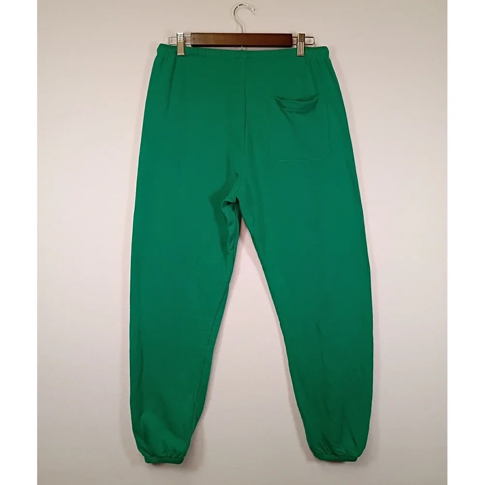 Retro Sporty Unbranded Unisex L Green Elastic Waist Jogger Sweatpants